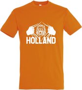 Oranje EK voetbal T-shirt met “ Brullende Leeuw en Holland “ print Wit maat S