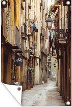 Muurdecoratie Steeg - Barcelona - Spanje - 120x180 cm - Tuinposter - Tuindoek - Buitenposter