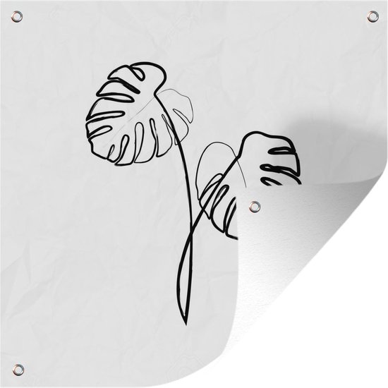 Posters de jardin Plante - Monstera - Line - 50x50 cm - Toile de jardin - Affiche d'extérieur