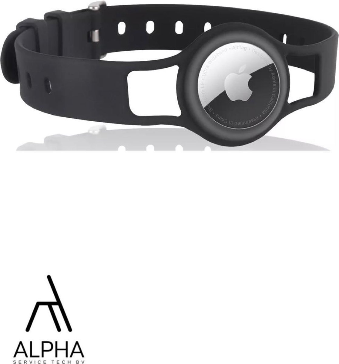 AlphaServiceTech® | Apple Airtag Hond Halsband - Airtag Hoesje - Siliconen Beschermhoes - bescherm case- Bescherm hoesje voor Airtags - Beschermhoesje | Zwart