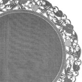 Tafelkleed  - Linnenlook - Donker Grijs met blaadjes - Rond 50 cm