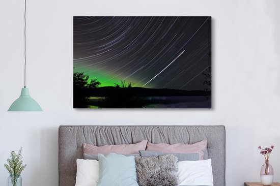 Les étoiles et les aurores boréales 180x120 cm - Tirage photo sur toile (Décoration murale salon / chambre) XXL / Groot format!