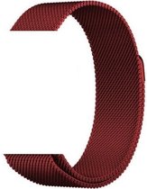 Geschikt voor Apple Watch bandje Rood Series 1/2/3/4/5/6/SE/7 42/44/45 mm - iWatch Milanees Polsband Luxe Milanese Loop - Roestvrij staal - Magneet Sluiting