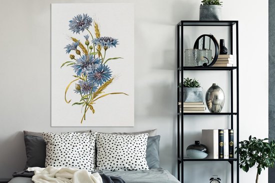 Une illustration d'une toile bleuet et grain 80x120 cm - Tirage photo sur toile (Décoration murale salon / chambre)