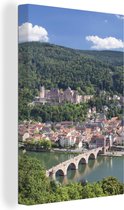 Vue aérienne du château de Heidelberg et de la ville de Heidelberg 60x90 cm - Tirage photo sur toile (décoration murale salon / chambre)
