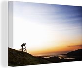 Cycliste de montagne descend sur un VTT 30x20 cm - petit - Tirage photo sur toile (Décoration murale salon / chambre)