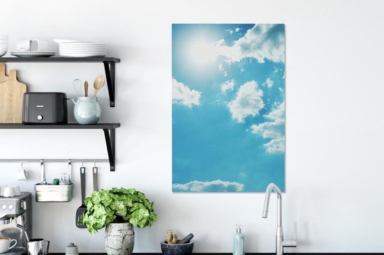 Soleil dans un ciel nuageux 60x90 cm - Tirage photo sur toile (Décoration murale salon / chambre)