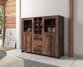 Vitrinekast Cade - Eiken - Grijs - 152 cm - ACTIE