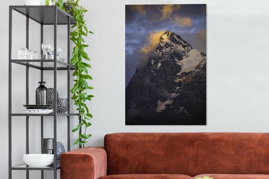 Cloudy Eiger au coucher du soleil en Suisse Toile 80x120 cm - Tirage photo sur toile (Décoration murale salon / chambre)