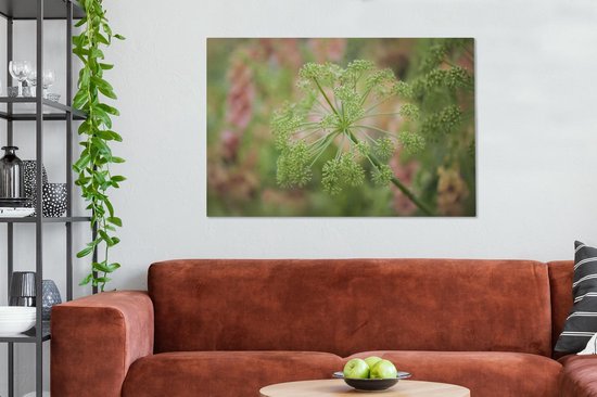 Tableau sur toile Les belles fleurs vertes de l'angélique plant dans la nature - 140x90 cm - Décoration murale