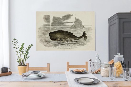 Une illustration antique d'une toile de baleine 140x90 cm - Tirage photo sur toile (Décoration murale salon / chambre) / Peintures sur toile animaux sauvages