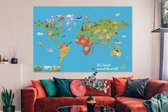 Canvas Wereldkaart - 150x100 - Wanddecoratie Wereldkaart Kinderen - Modern - Symbolen