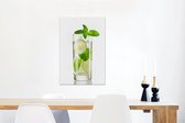 Canvas Schilderij Mojito cocktail op een witte achtergrond - 60x90 cm - Wanddecoratie