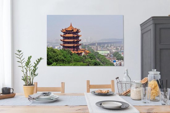 Vue d'un beau temple à Wuhan Toile 120x80 cm - Tirage photo sur toile (Décoration murale salon / chambre) / Villes asiatiques Peintures sur toile