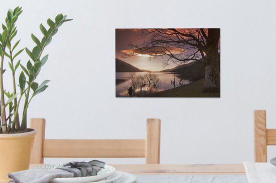 Ciel rose sur le parc national du Loch Lomond et les Trossachs en Ecosse Toile 30x20 cm - petit - Tirage photo sur toile (Décoration murale salon / chambre)