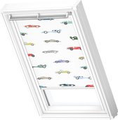 VELUX Origineel Verduisterend Rolgordijn (DKL) Wit Kozijn, PK10, Racing Cars