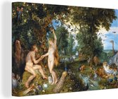 Le paradis terrestre avec la chute d'Adam et Eve - Peinture de Jan Brueghel l'Ancien Toile 30x20 cm - Petit - Tirage photo sur Toile (Décoration murale salon / chambre)