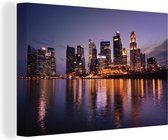 Canvas Schilderij Singapore - Skyline - Water - 30x20 cm - Wanddecoratie