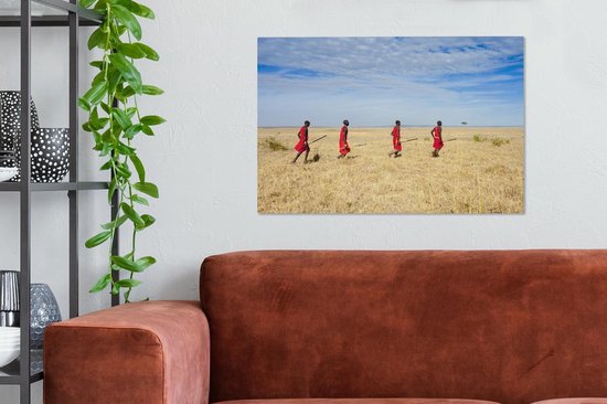 Kényans dans la savanne près de la zone du Masai Mara au Kenya Toile 60x40 cm - Tirage photo sur toile (Décoration murale salon / chambre)