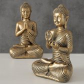 Buddha - Boedha - 2 set - Antiek goud - polyserine - 20cm - Geluk
