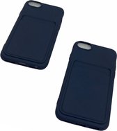 Apple iPhone 6 plus/6S Plus/7 Plus/8 Plus Blauw Luxe Back Cover portemonnee Pasjeshouder TPU hoesje