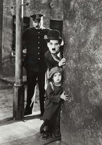 Tuinposter - Filmsterren - Retro / Vintage - Charlie Chaplin in wit / grijs / zwart - 60 x 90 cm.