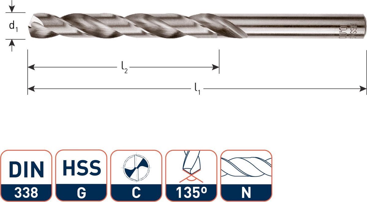 Rotec HSS-G Spiraalboor DIN338 type N  4 mm  10 st.