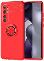 Voor Geschikt voor Xiaomi Mi Note 10 lite metalen ringhouder 360 graden roterende TPU-hoes (rood + rood)