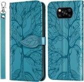 Voor Geschikt voor Xiaomi Poco X3 Life of Tree Embossing Pattern Horizontale flip lederen tas met houder & kaartsleuf & portemonnee & fotolijst & lanyard (blauw)