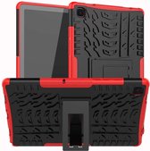Voor Samsung Galaxy Tab A7 (2020) T500 / T505 Bandentextuur TPU + PC schokbestendig hoesje met houder (rood)