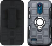 Voor LG K8 (2018) 3 in 1 Cube PC + TPU beschermhoes met 360 graden draaien zilveren ringhouder (grijs)