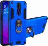 Voor OPPO F11 & A9 2 in 1 Armor Series PC + TPU beschermhoes met ringhouder (donkerblauw)