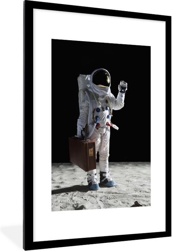 Fotolijst incl. Poster - Astronaut - Ruimte - Koffer - 80x120 cm - Posterlijst