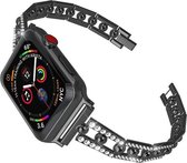 Geschikt voor Apple Watch bandje 42 / 44 / 45 mm - Series 1 2 3 4 5 6 7 SE - Smartwatch iWatch horloge band - 42mm 44mm 45mm - Fungus - RVS metaal - Zwart - Dun