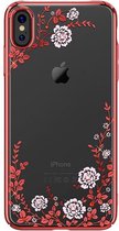 Kavaro Flora Series-hoesje versierd met originele Preciosa-kristallen Geschikt voor iPhone XS Max rood