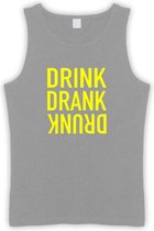 Grijs Tanktop met “ Drink. Drank, Drunk “ print Geel  Size XXXXL