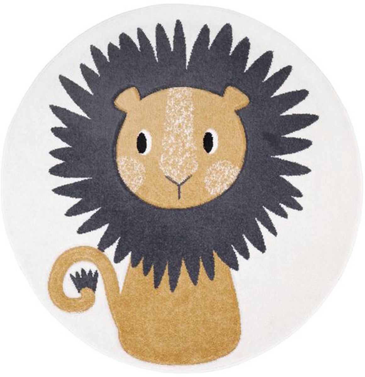 Nattiot - Leeuw Jaggo Rond Vloerkleed Voor Kinder & Babykamer - Tapijt ∅ 120 cm
