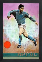 JUNIQE - Poster met houten lijst One Love Napoli -13x18 /Blauw & Bruin