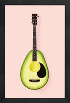 JUNIQE - Poster in houten lijst Avocado Guitar -30x45 /Bruin & Groen