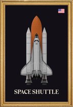 JUNIQE - Poster met houten lijst NASA space shuttle raket -40x60