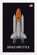 JUNIQE - Poster in houten lijst NASA space shuttle raket -30x45 /Grijs