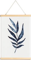 JUNIQE - Posterhanger Palm Leaf -40x60 /Blauw & Wit