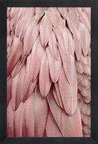 JUNIQE - Poster met houten lijst Pastel Feathers -13x18 /Roze