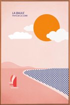 JUNIQE - Poster met kunststof lijst La Baule -30x45 /Rood & Roze