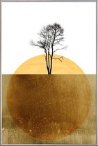 JUNIQE - Poster met kunststof lijst Golden Ocean -40x60 /Geel