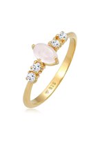 Elli PREMIUM Dames Ring Dames Ovale Verloving Elegant Fonkelend met Roze Kwarts en Topaas in 925 Sterling Zilver