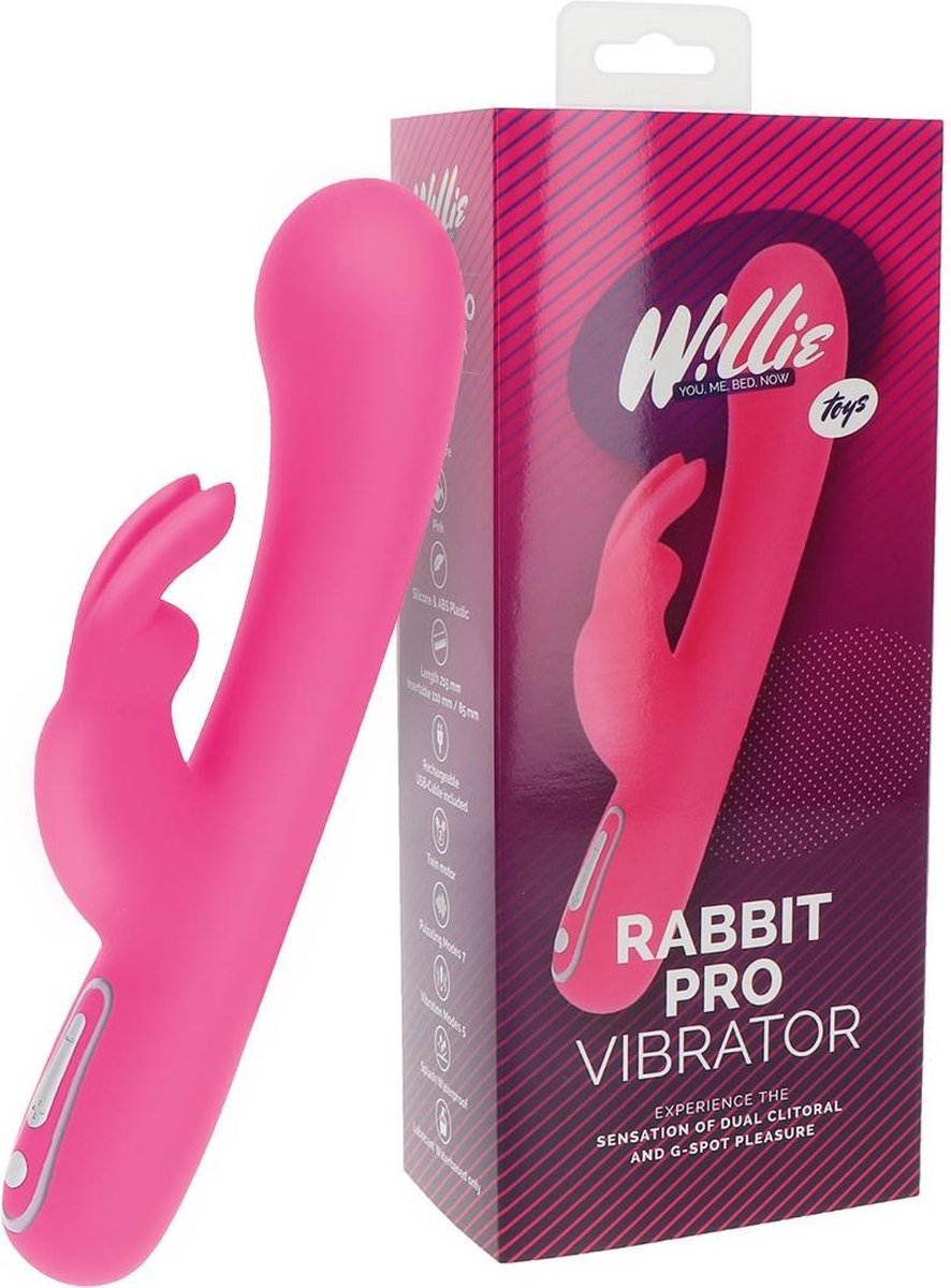 Goedkoopste Willie Toys - Rabbit Pro Vibrator - Lengte 21,5 cm - 7 vibratiepatronen - 5 vibratiesnelheden