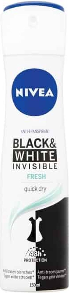 Goedkoopste Nivea Deospray Invisible Black & White Fresh Woman - 150 ml