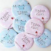 12 Buttons Team Girl en Team Boy baby kleertjes - babyshower - genderreveal - baby - button