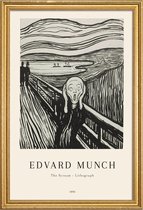 JUNIQE - Poster in houten lijst Munch - The Scream Lithograph -30x45